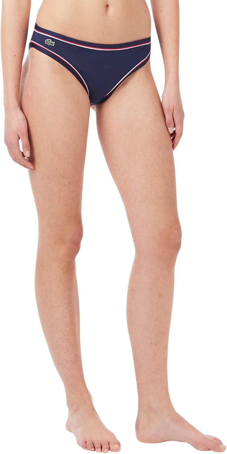image:imageLacoste Womens Contrast Trim Swim BriefsNavy BlueRedWhite