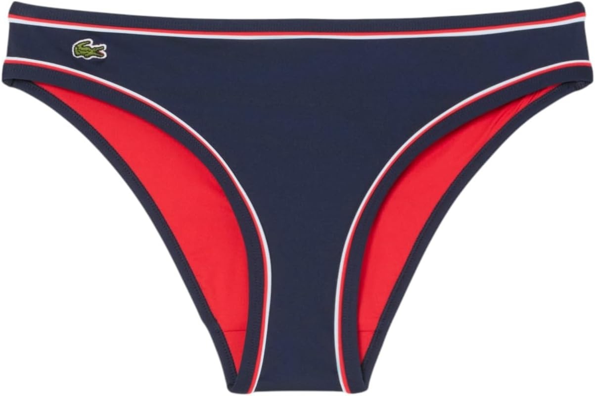 image:imageLacoste Womens Contrast Trim Swim BriefsNavy BlueRedWhite