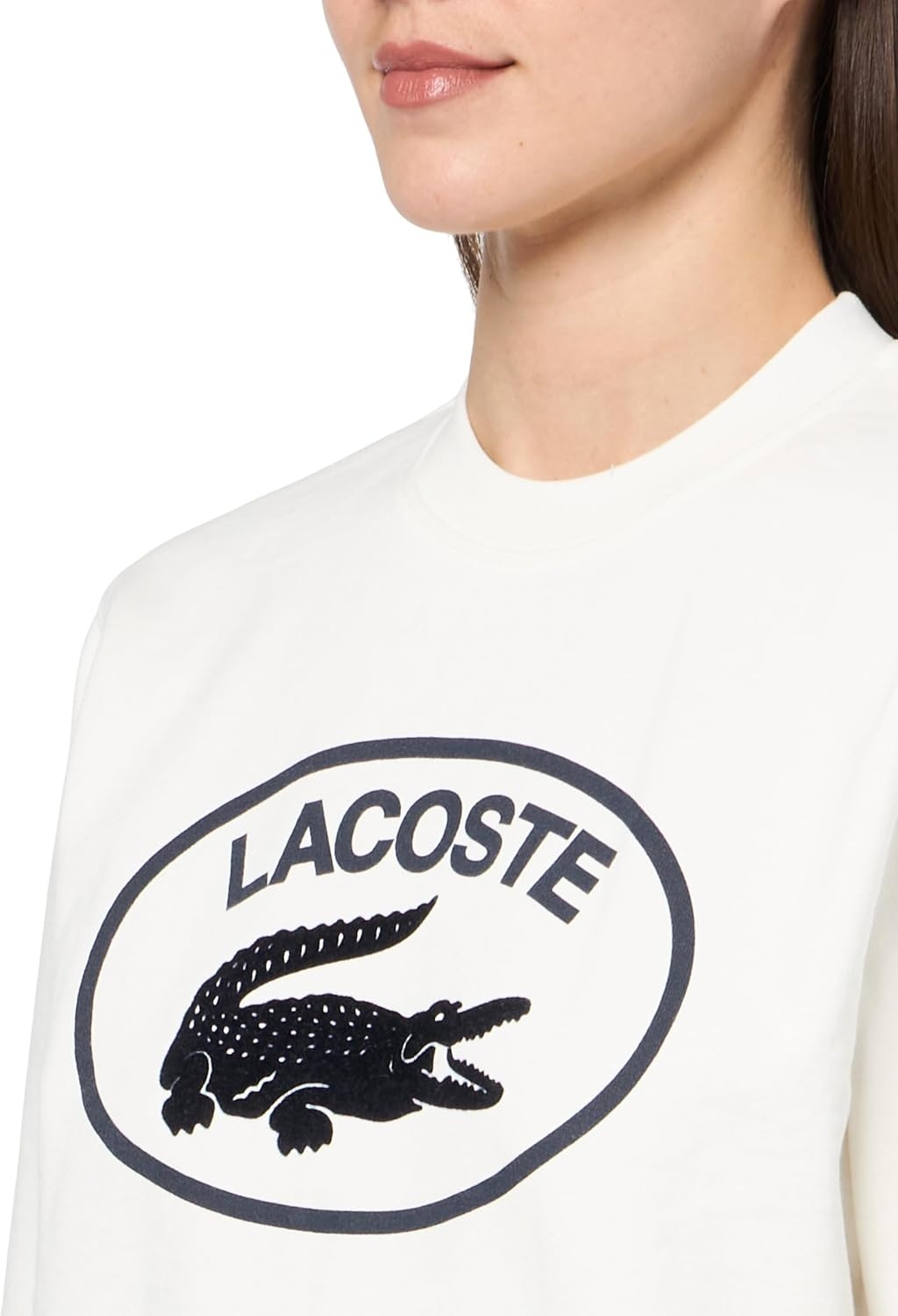 image:imageLacoste Womens Core Collection Relaxed Fit Branding Crew Neck SweatshirtFlour