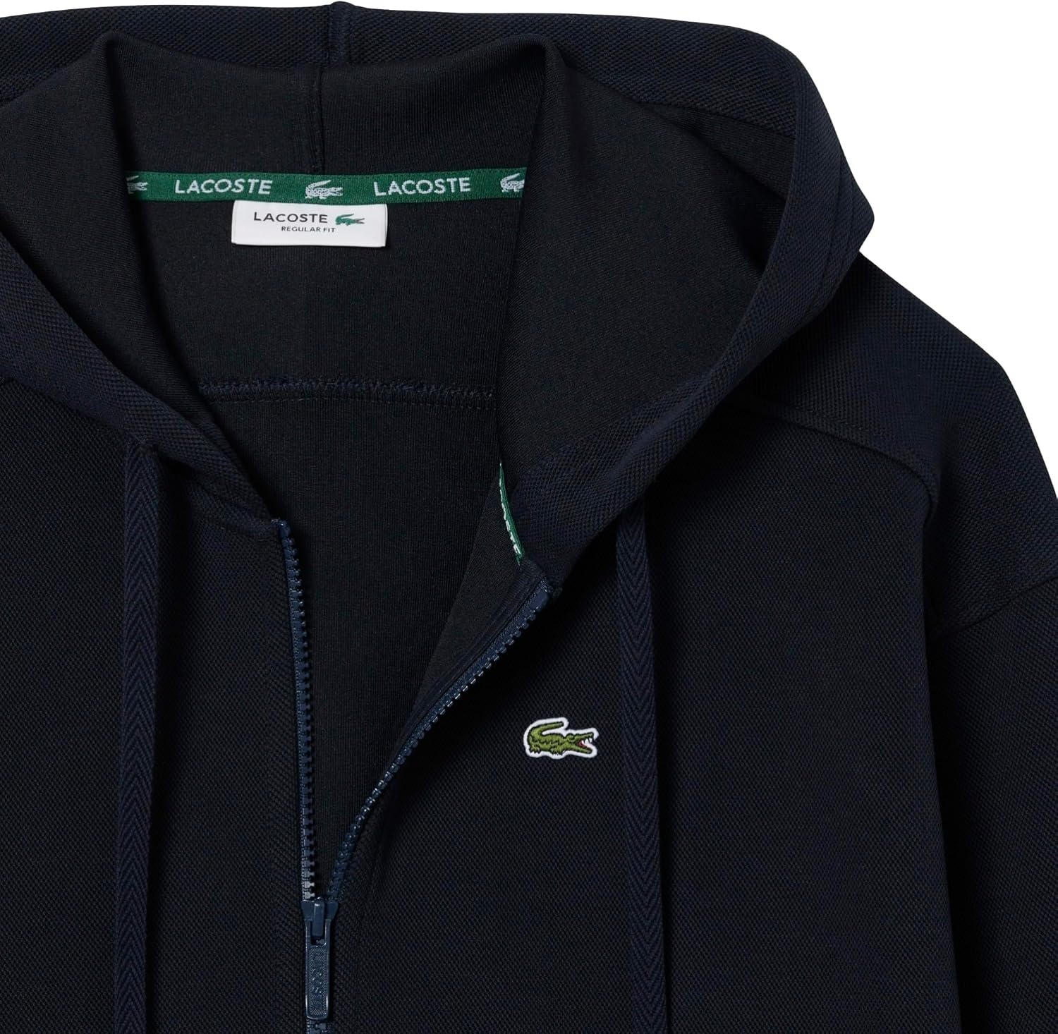 image:imageLacoste Womens Double Face Pique Zip Up Hooded SweatshirtAbysm