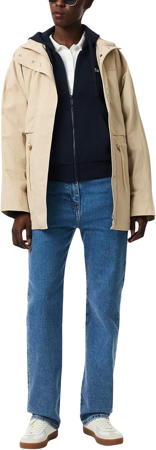 image:imageLacoste Womens Double Face Pique Zip Up Hooded SweatshirtAbysm