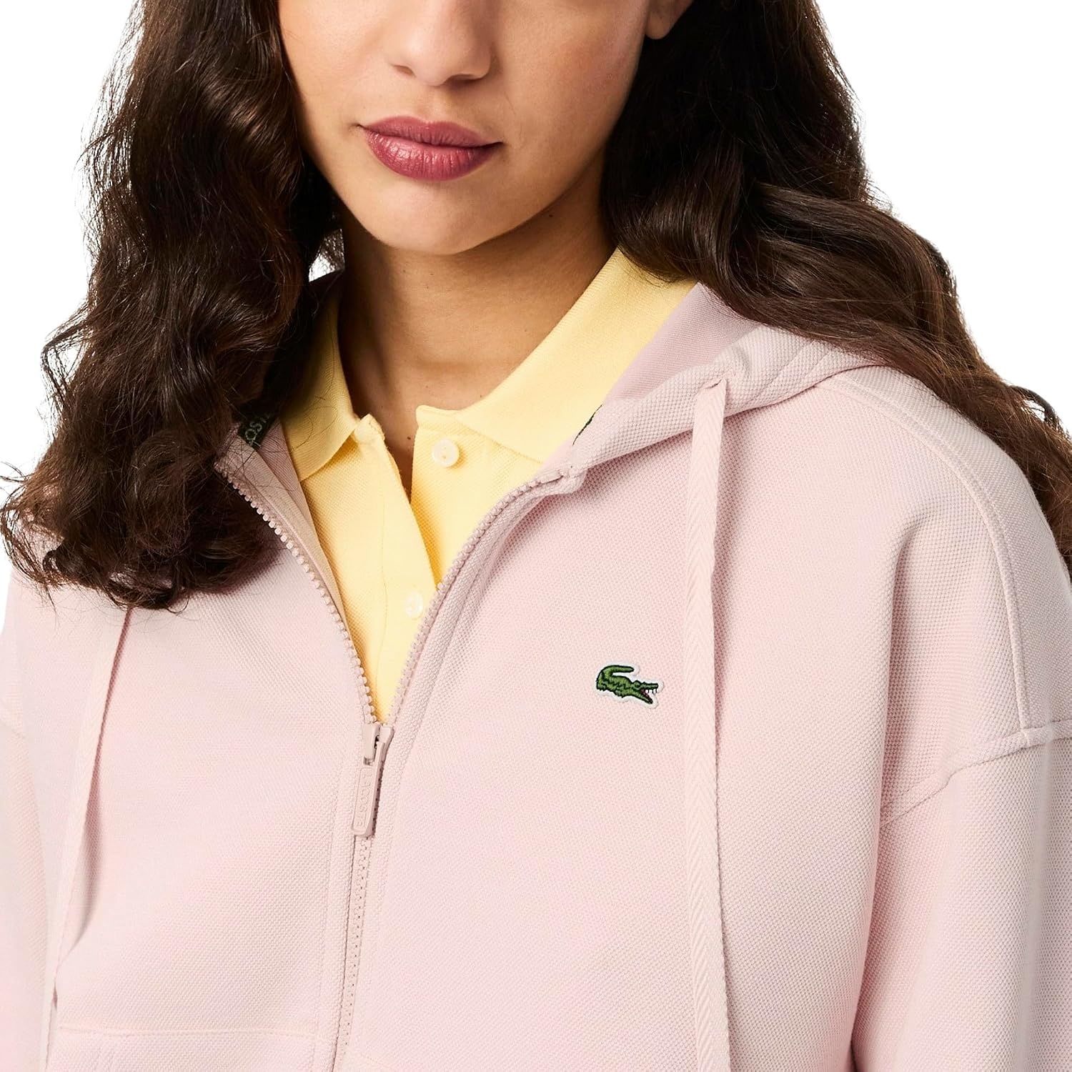 image:imageLacoste Womens Double Face Pique Zip Up Hooded SweatshirtNidus
