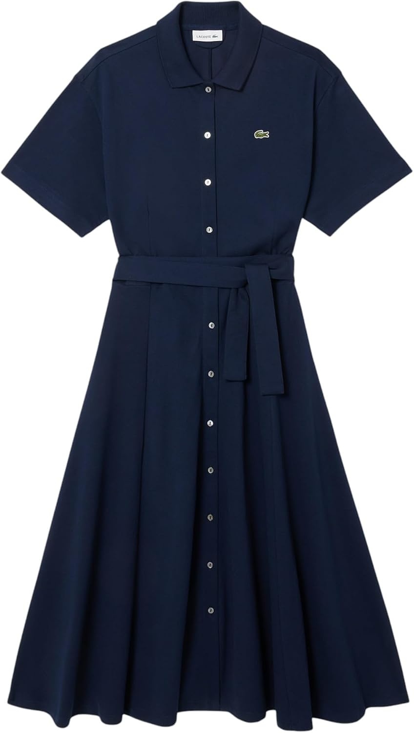 image:imageLacoste Womens Flared Mini Pique Polo DressNavy Blue
