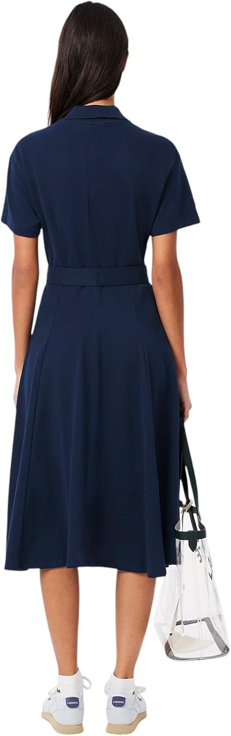image:imageLacoste Womens Flared Mini Pique Polo DressNavy Blue