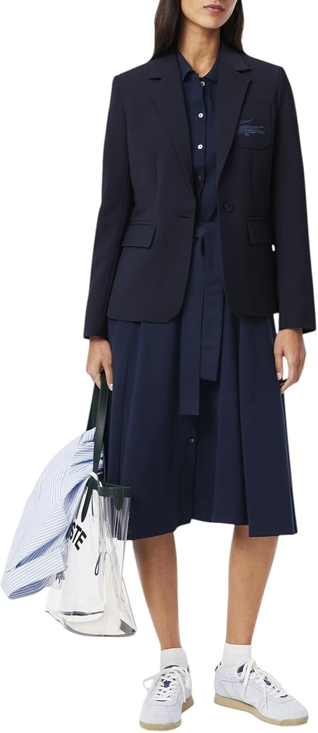 image:imageLacoste Womens Flared Mini Pique Polo DressNavy Blue
