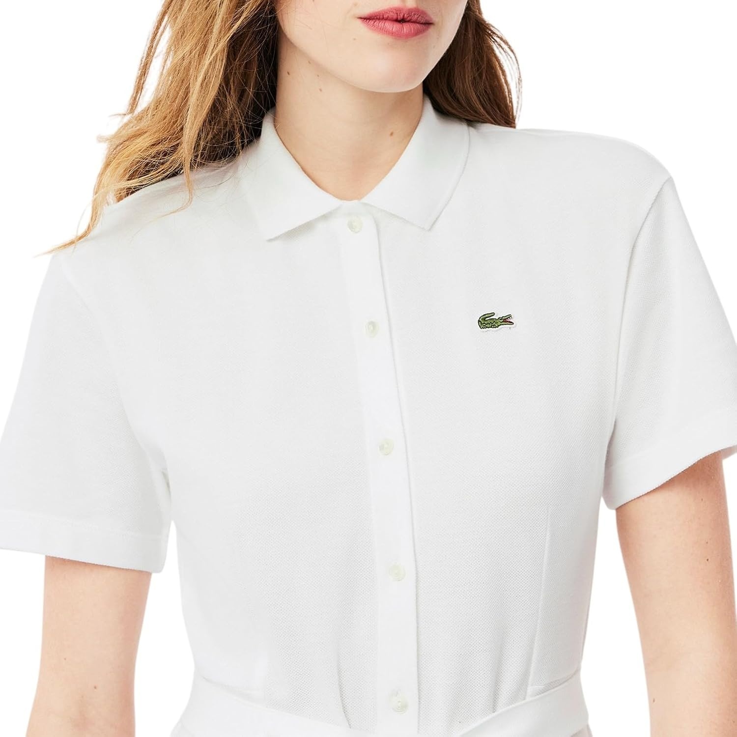 image:imageLacoste Womens Flared Mini Pique Polo DressWhite