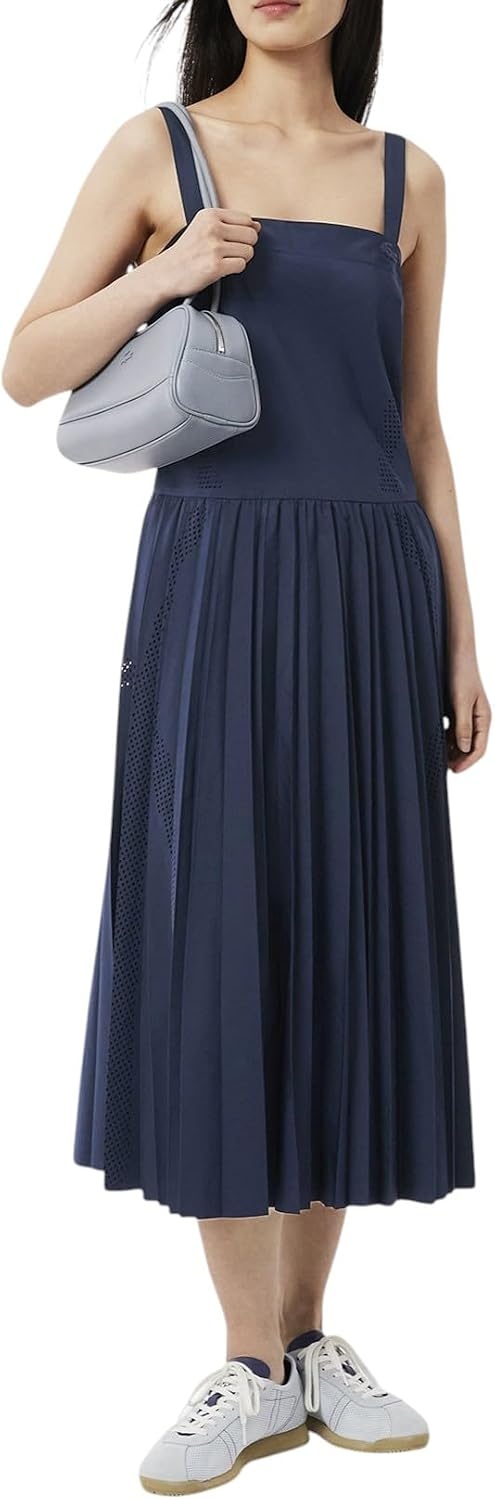 image:imageLacoste Womens Long Pleated Strap DressNavy Blue