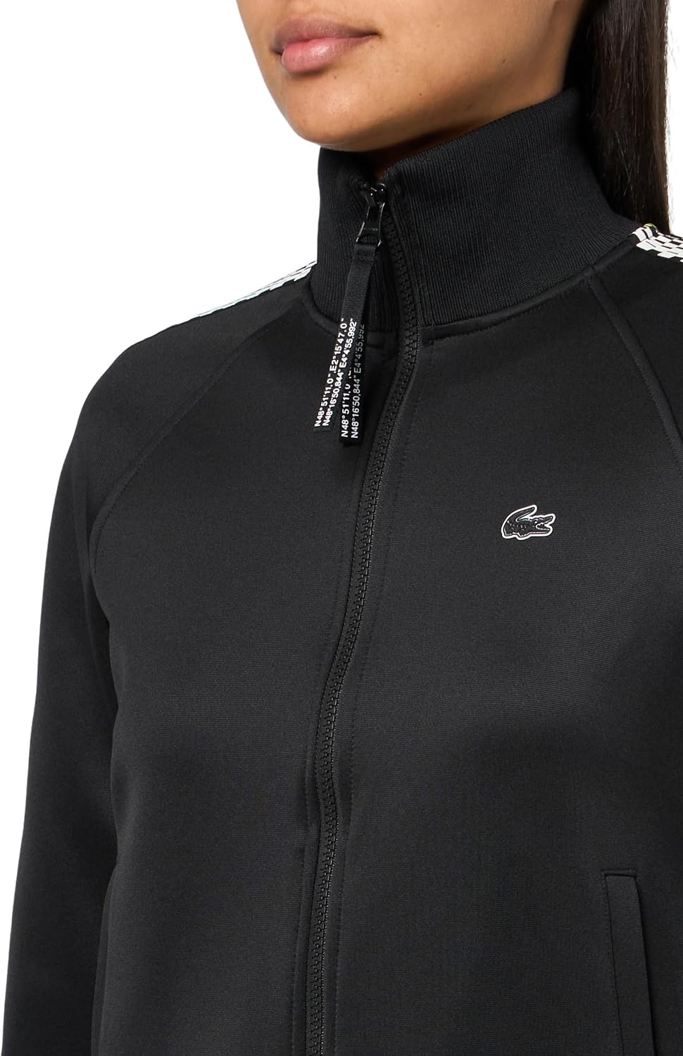 image:imageLacoste Womens Loose Fit Logo Stripe Zipup SweatshirtBlack