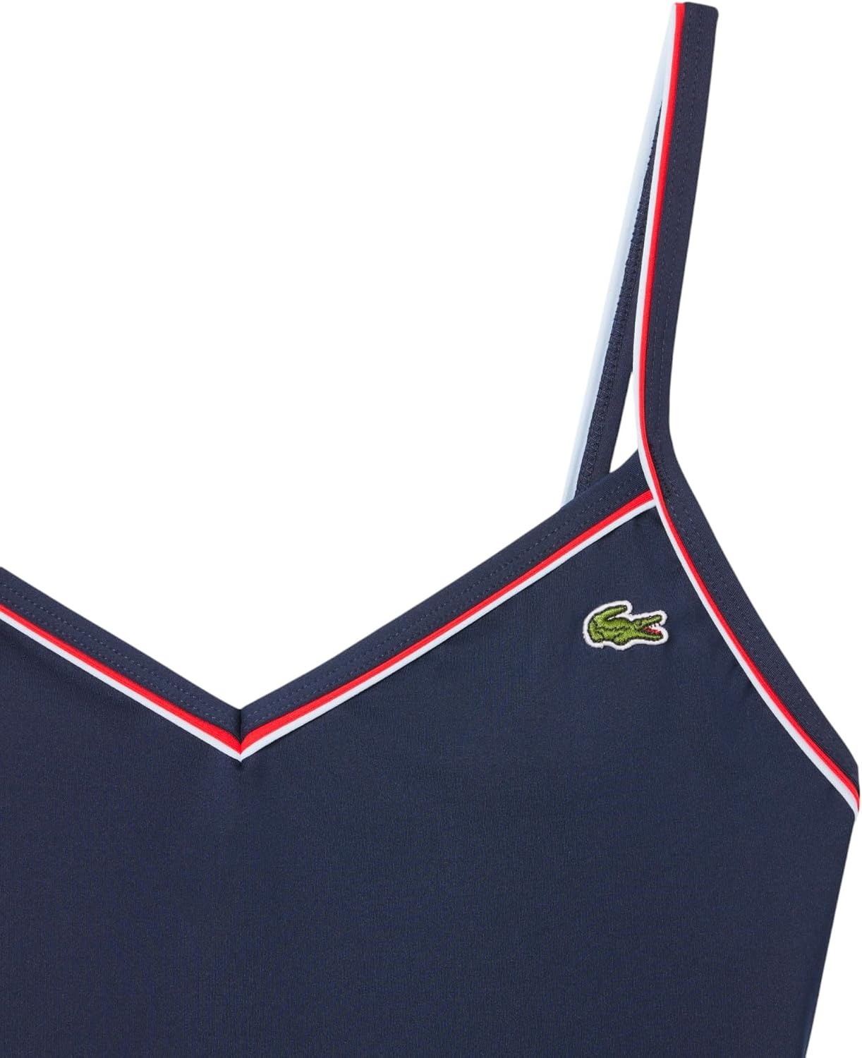 image:imageLacoste Womens One Piece VNeck SwimsuitNavy BlueRedWhite