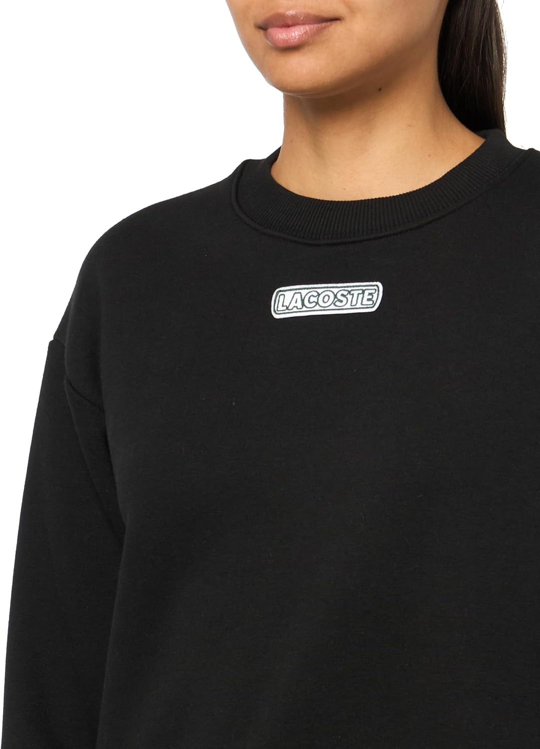 image:imageLacoste Womens Oversized Brushed Fleece Crew Neck SweatshirtBlack