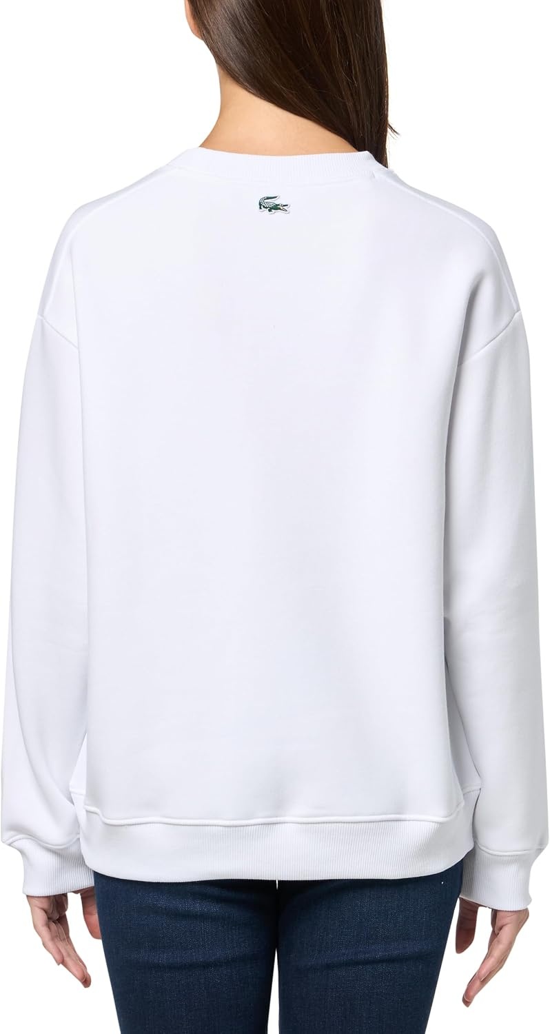 image:imageLacoste Womens Oversized Brushed Fleece Crew Neck SweatshirtWhite
