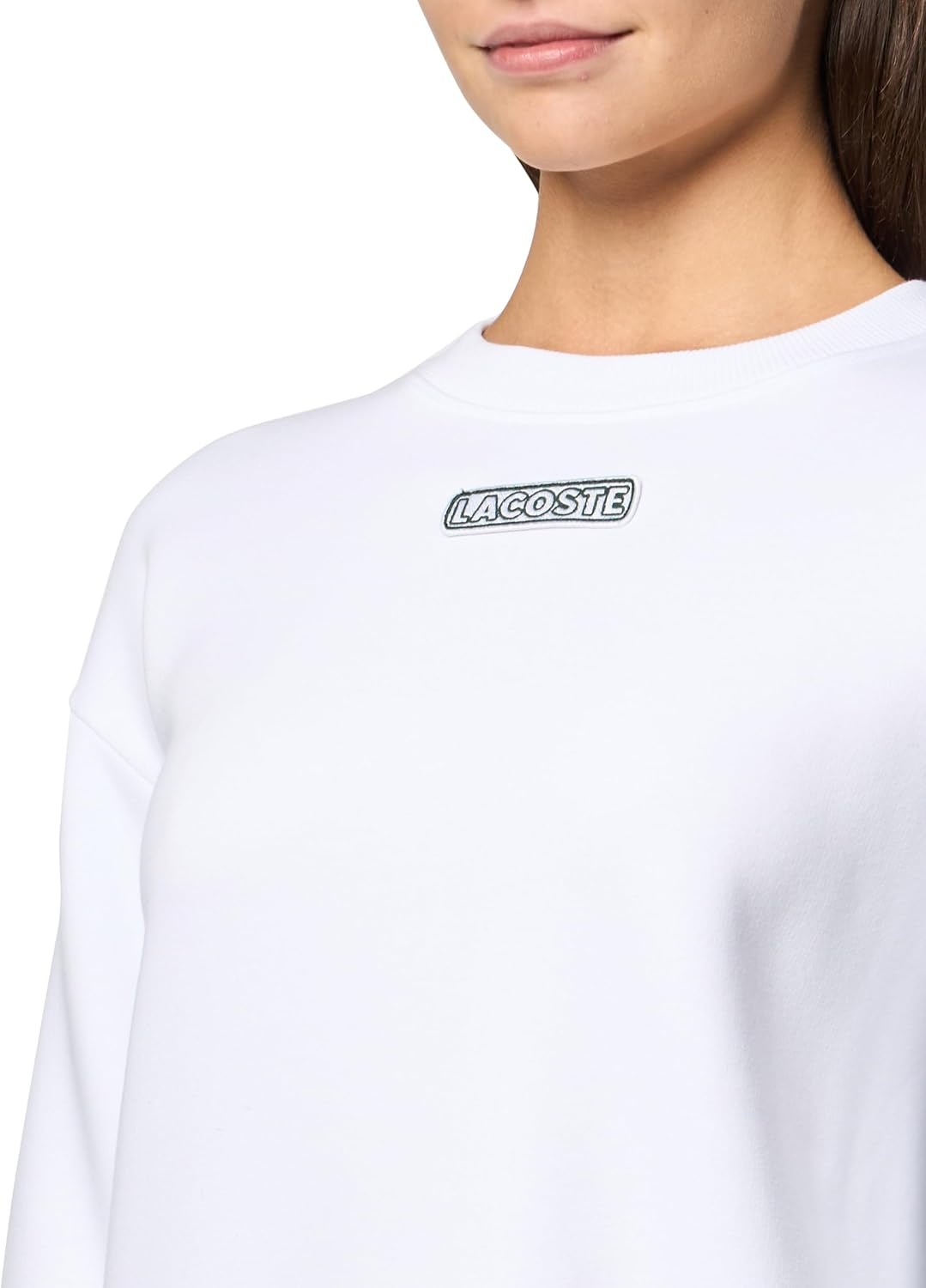 image:imageLacoste Womens Oversized Brushed Fleece Crew Neck SweatshirtWhite