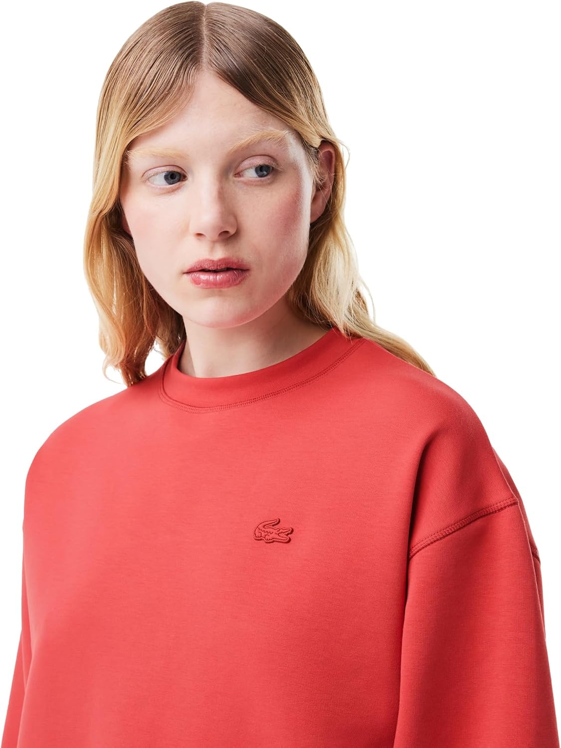 image:imageLacoste Womens Oversized Cotton SweatshirtSierra Red
