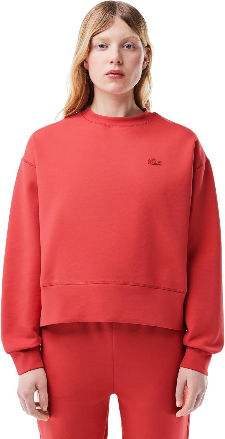 image:imageLacoste Womens Oversized Cotton SweatshirtSierra Red