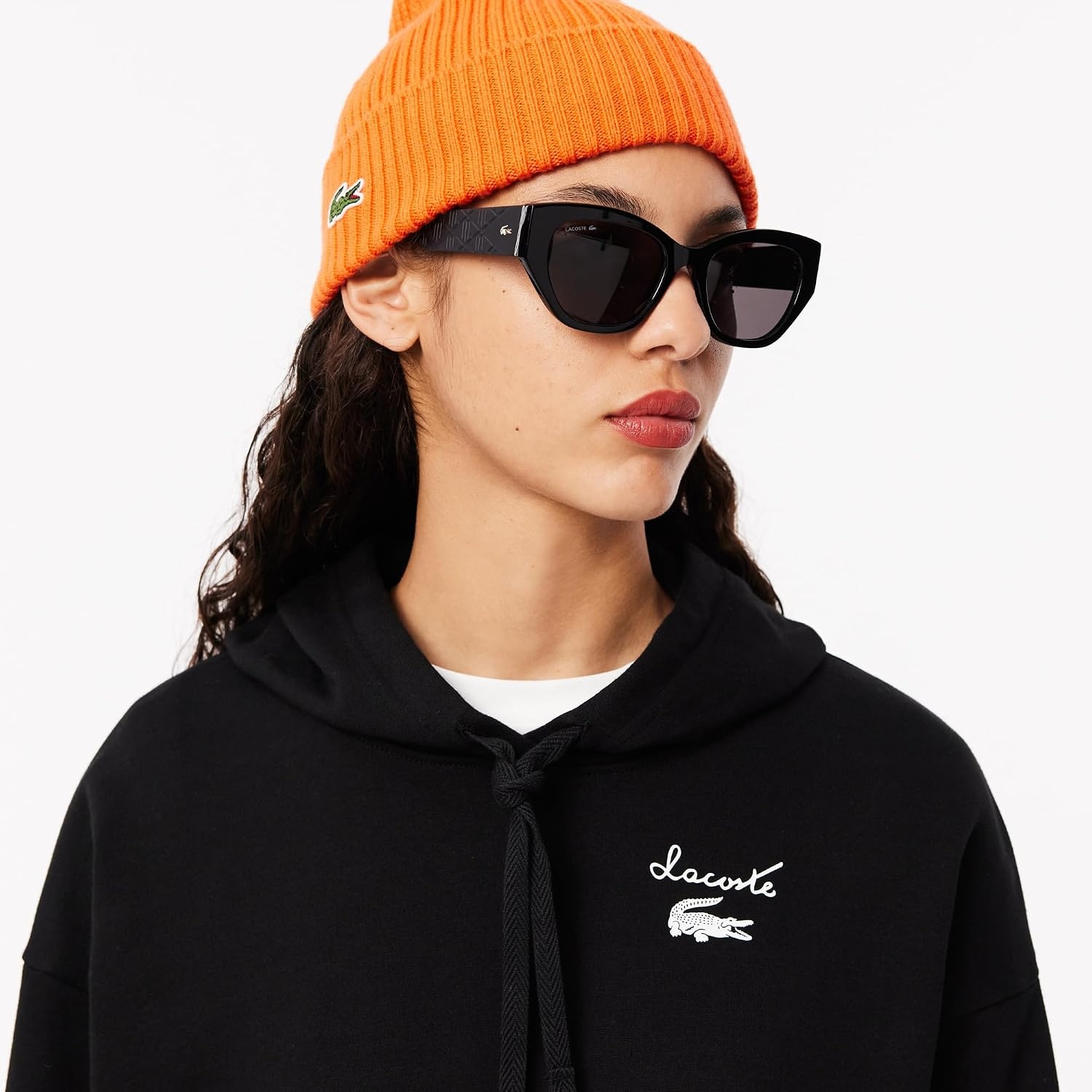 image:imageLacoste Womens Oversized Logo HoodieBlack