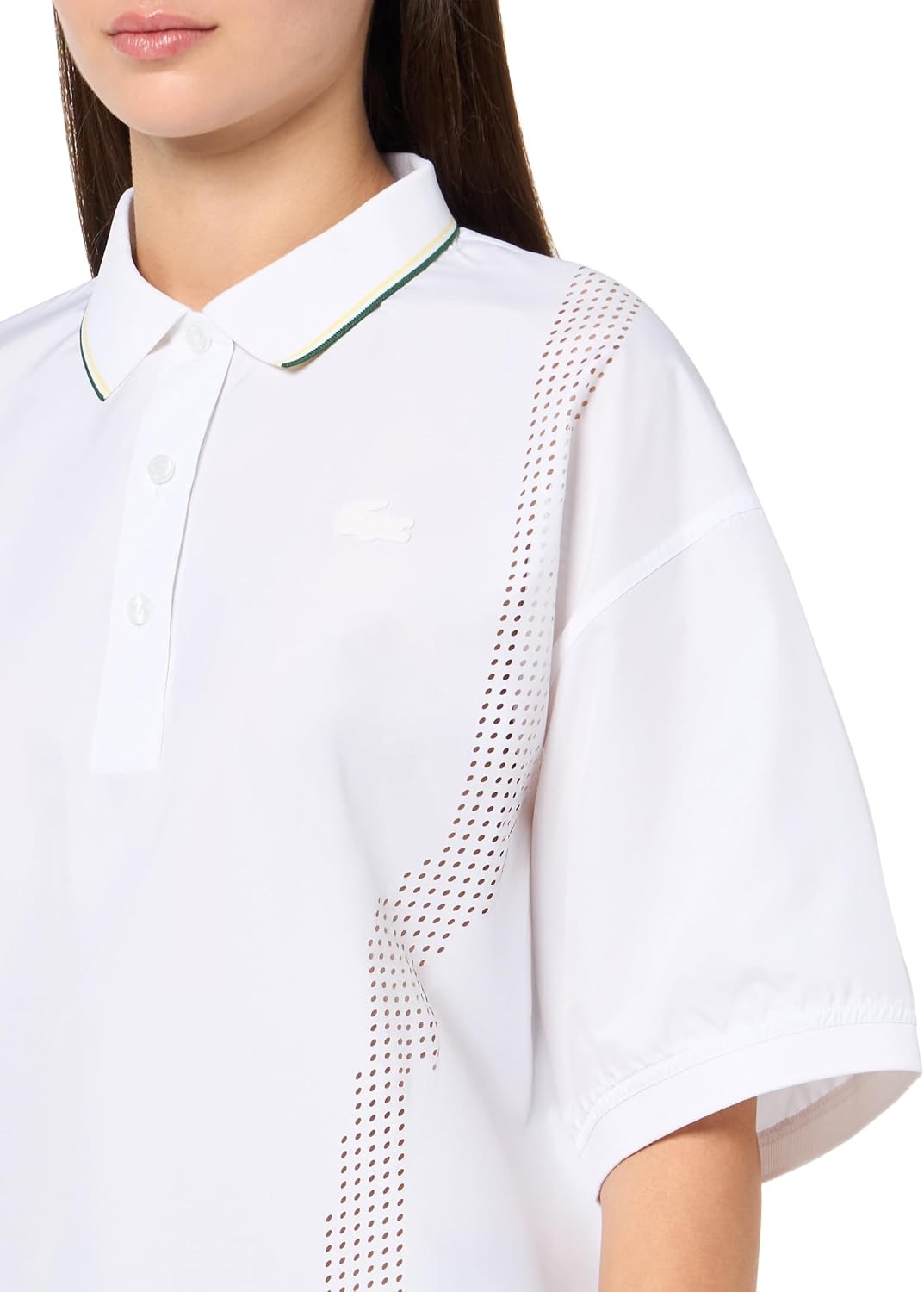 image:imageLacoste Womens Oversized Technical Fabric Polo ShirtWhite