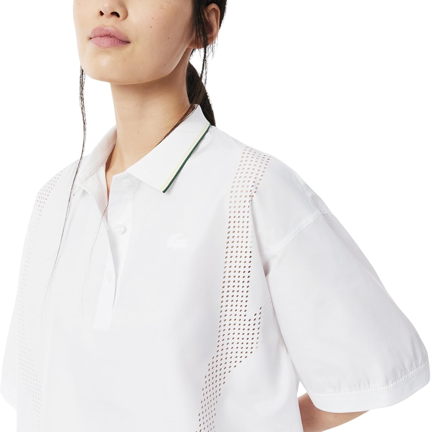image:imageLacoste Womens Oversized Technical Fabric Polo ShirtWhite