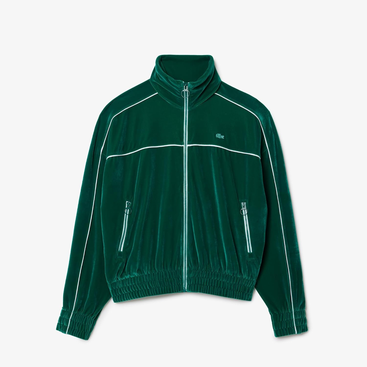 image:imageLacoste Womens Oversized Zipped Velvet SweatshirtGreenWhite