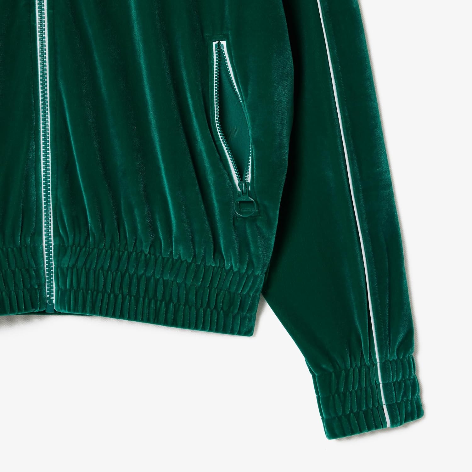 image:imageLacoste Womens Oversized Zipped Velvet SweatshirtGreenWhite