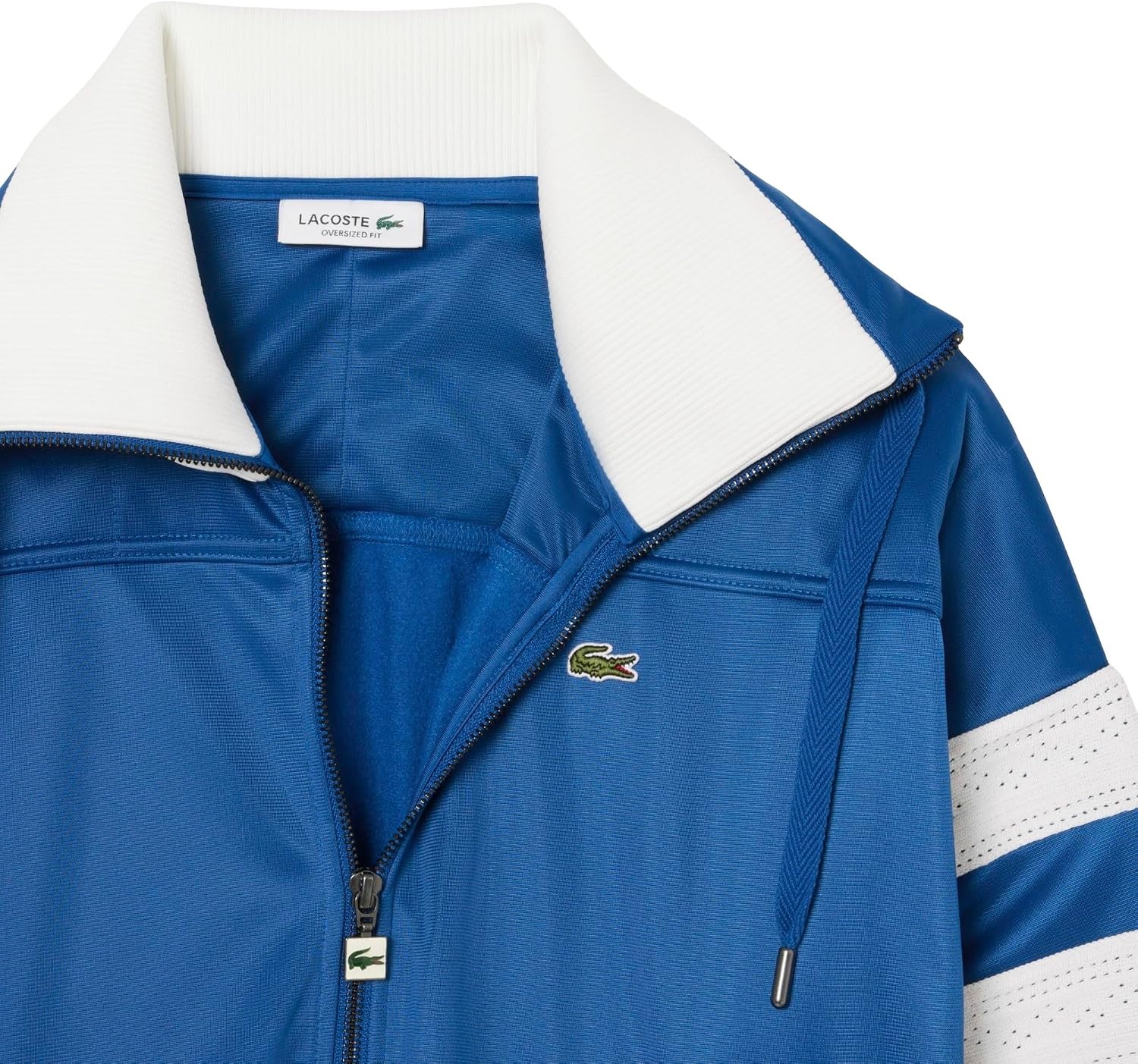 image:imageLacoste Womens Pique Zip Up Sweatshirt WPointelle on The SleevesFrance Blue