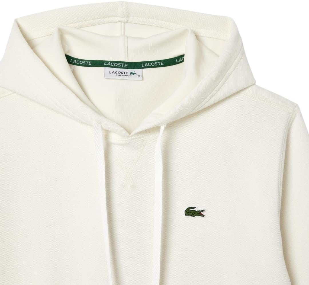 image:imageLacoste Womens Relaxed Fit Double Face Pique HoodieFlour