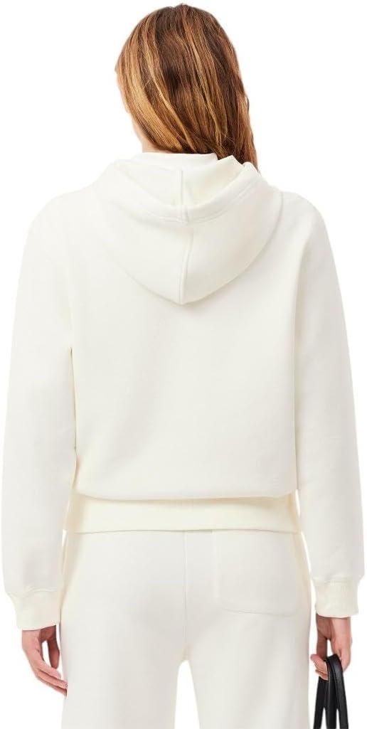 image:imageLacoste Womens Relaxed Fit Double Face Pique HoodieFlour