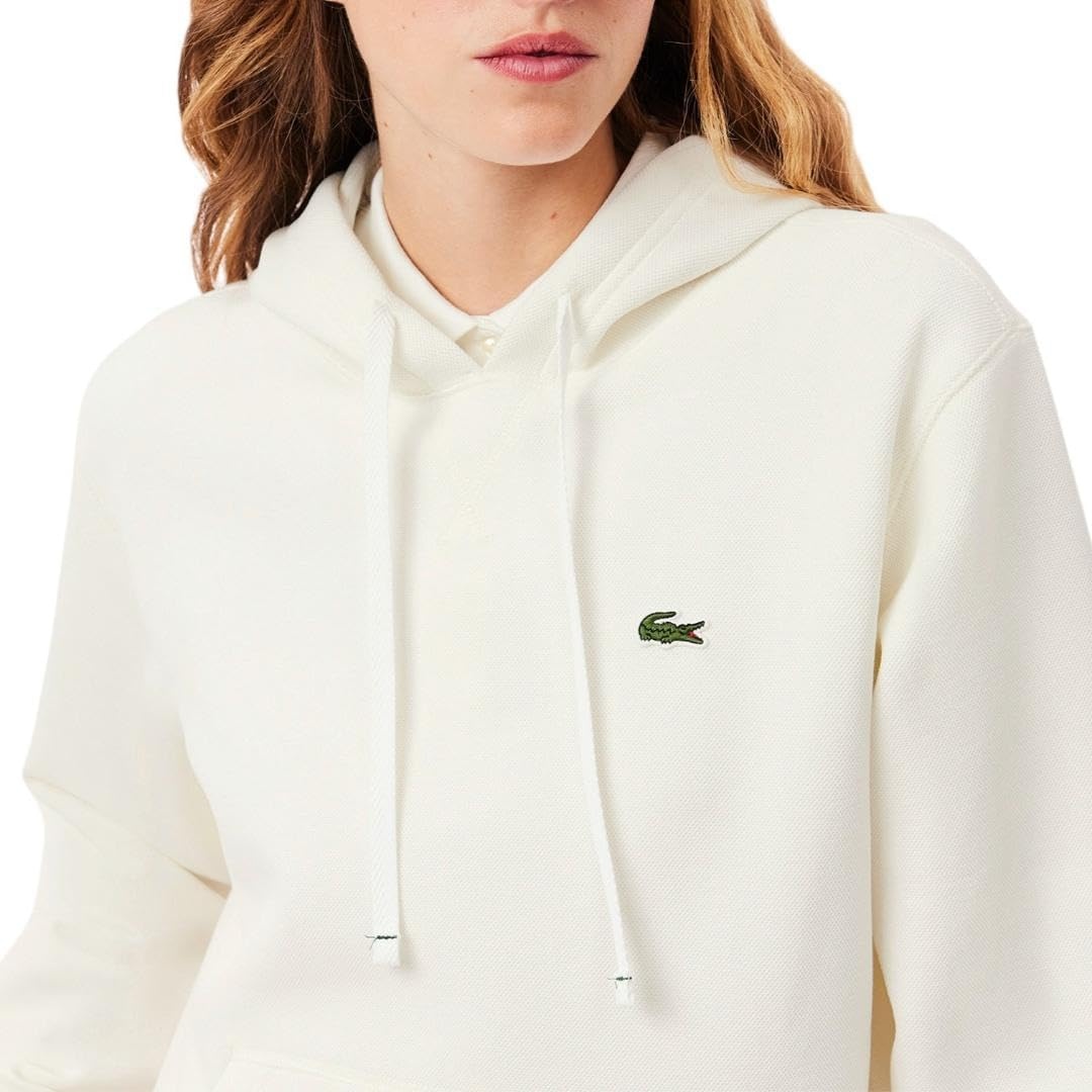image:imageLacoste Womens Relaxed Fit Double Face Pique HoodieFlour