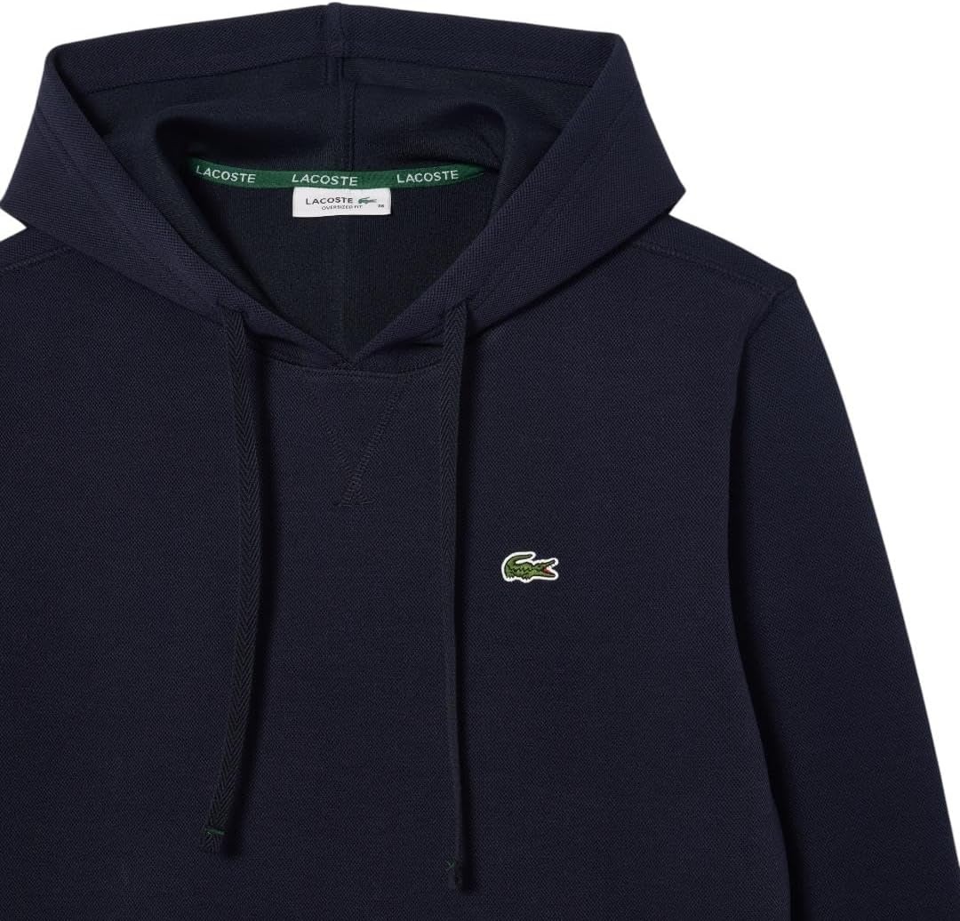 image:imageLacoste Womens Relaxed Fit Double Face Pique HoodieMidnight Blue
