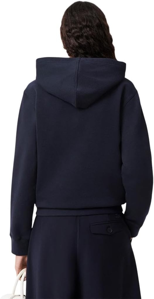 image:imageLacoste Womens Relaxed Fit Double Face Pique HoodieMidnight Blue