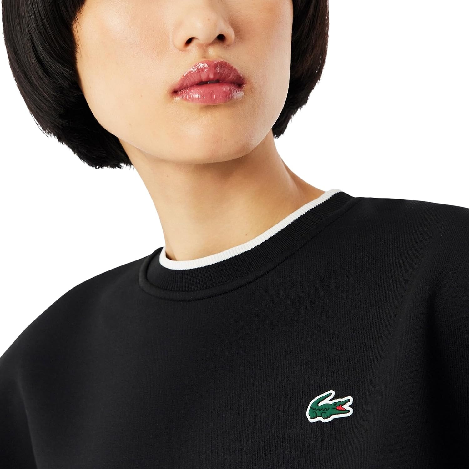image:imageLacoste Womens Relaxed Fit High Neck SweatshirtBlack White