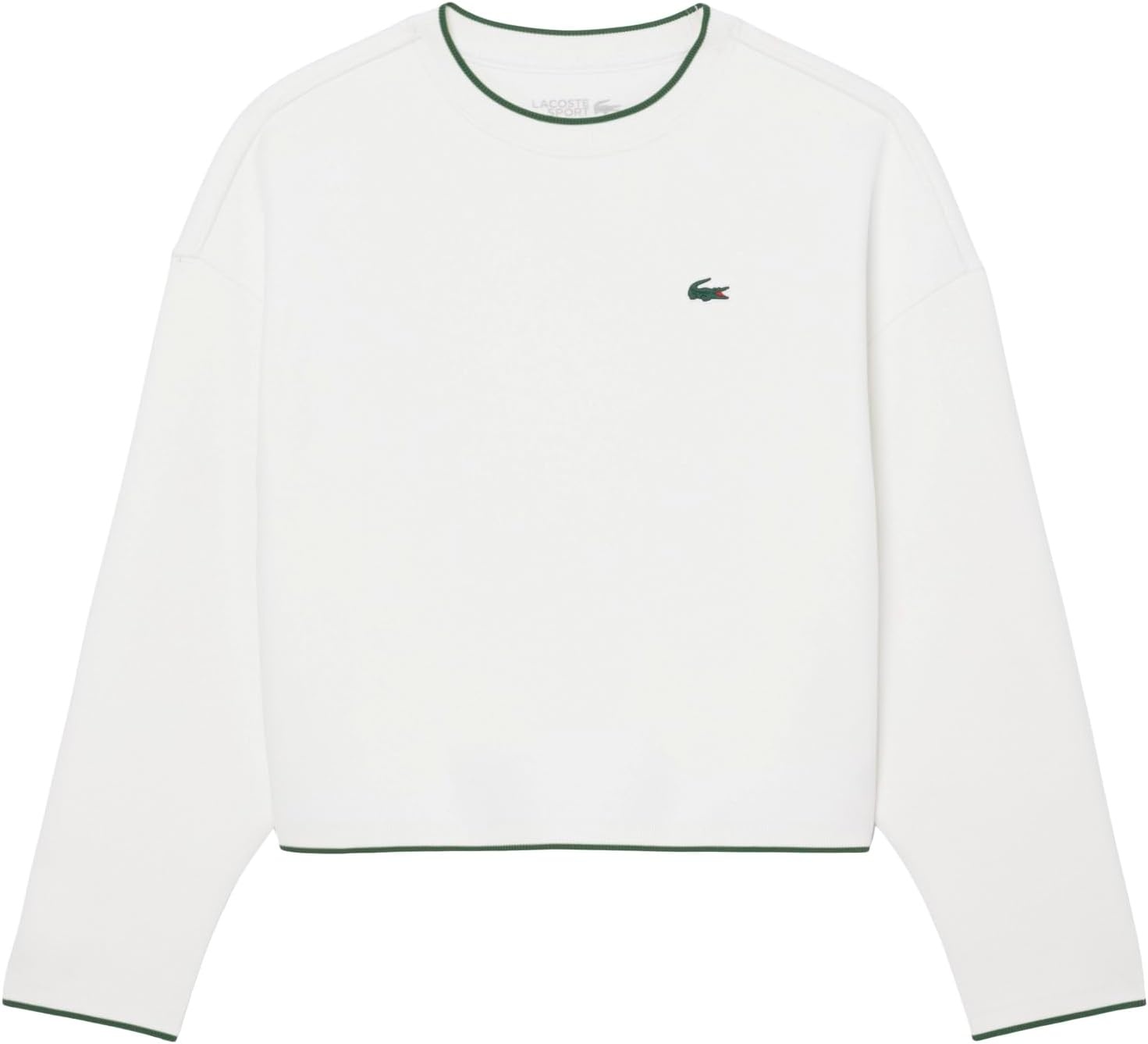 image:imageLacoste Womens Relaxed Fit High Neck SweatshirtWhite Green