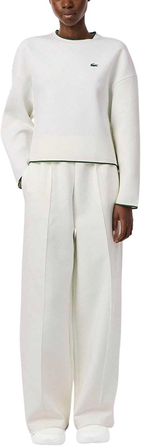image:imageLacoste Womens Relaxed Fit High Neck SweatshirtWhite Green