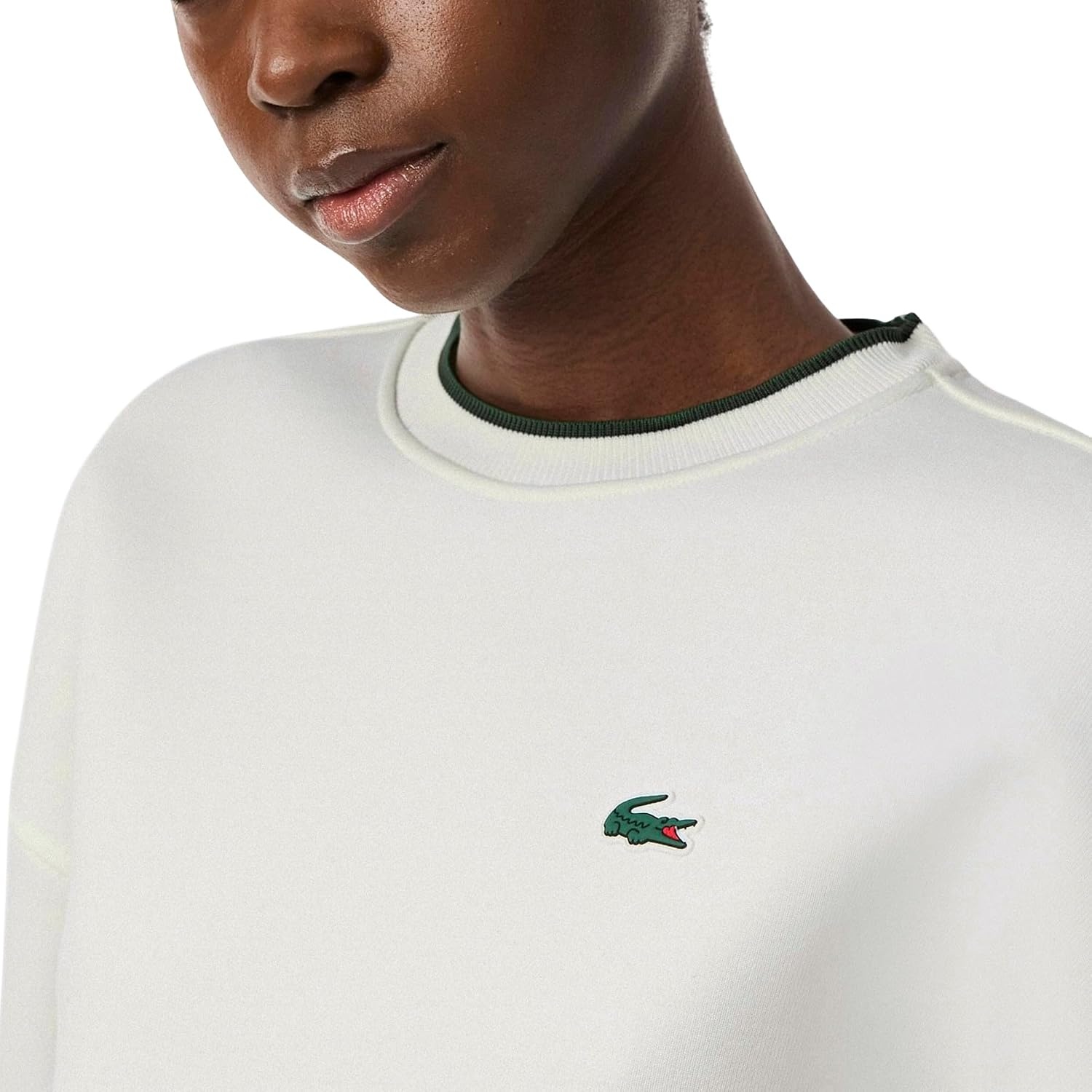 image:imageLacoste Womens Relaxed Fit High Neck SweatshirtWhite Green