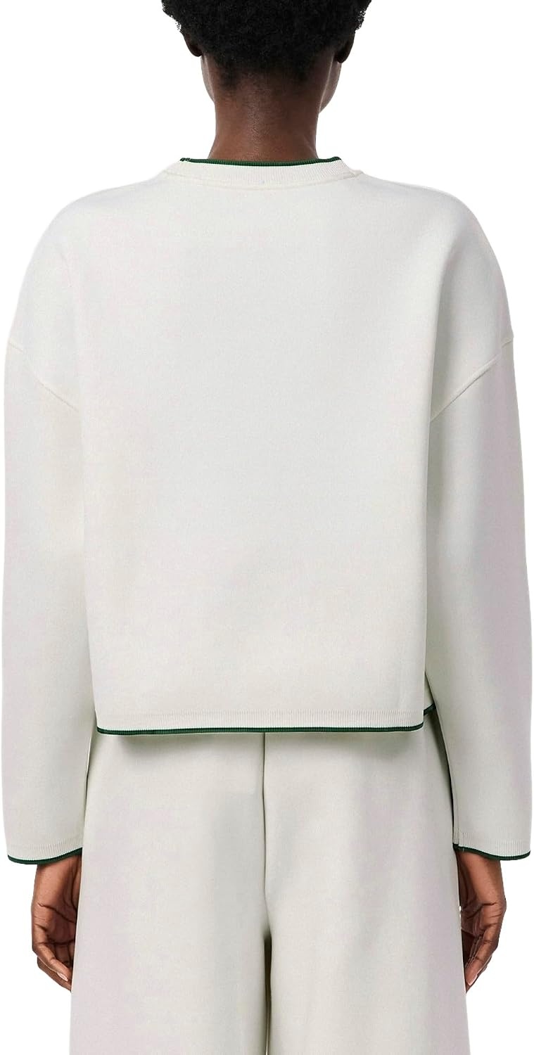 image:imageLacoste Womens Relaxed Fit High Neck SweatshirtWhite Green
