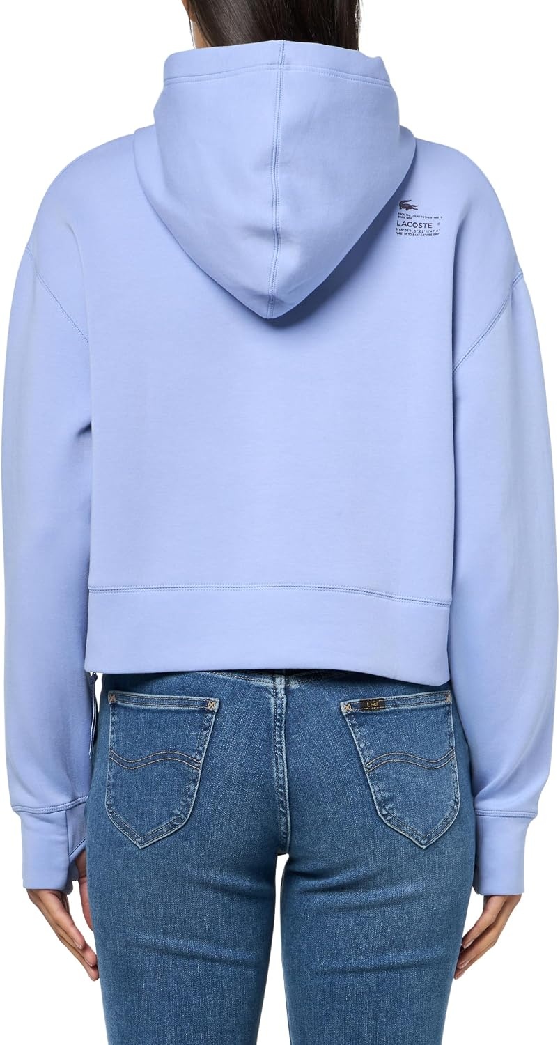 image:imageLacoste Womens Short Cut Cotton HoodieDelphinium Purple