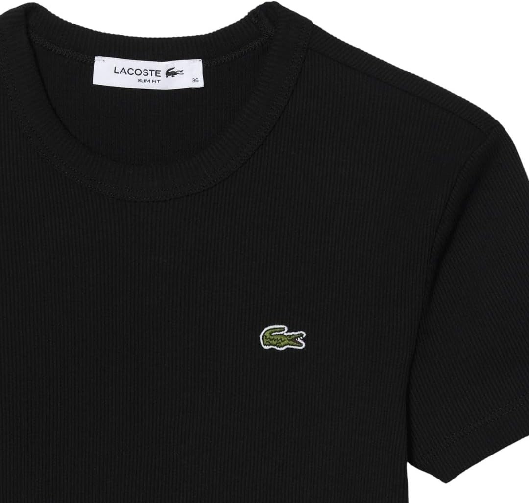 image:imageLacoste Womens Slim Fit Ribbed Cotton TshirtBlack