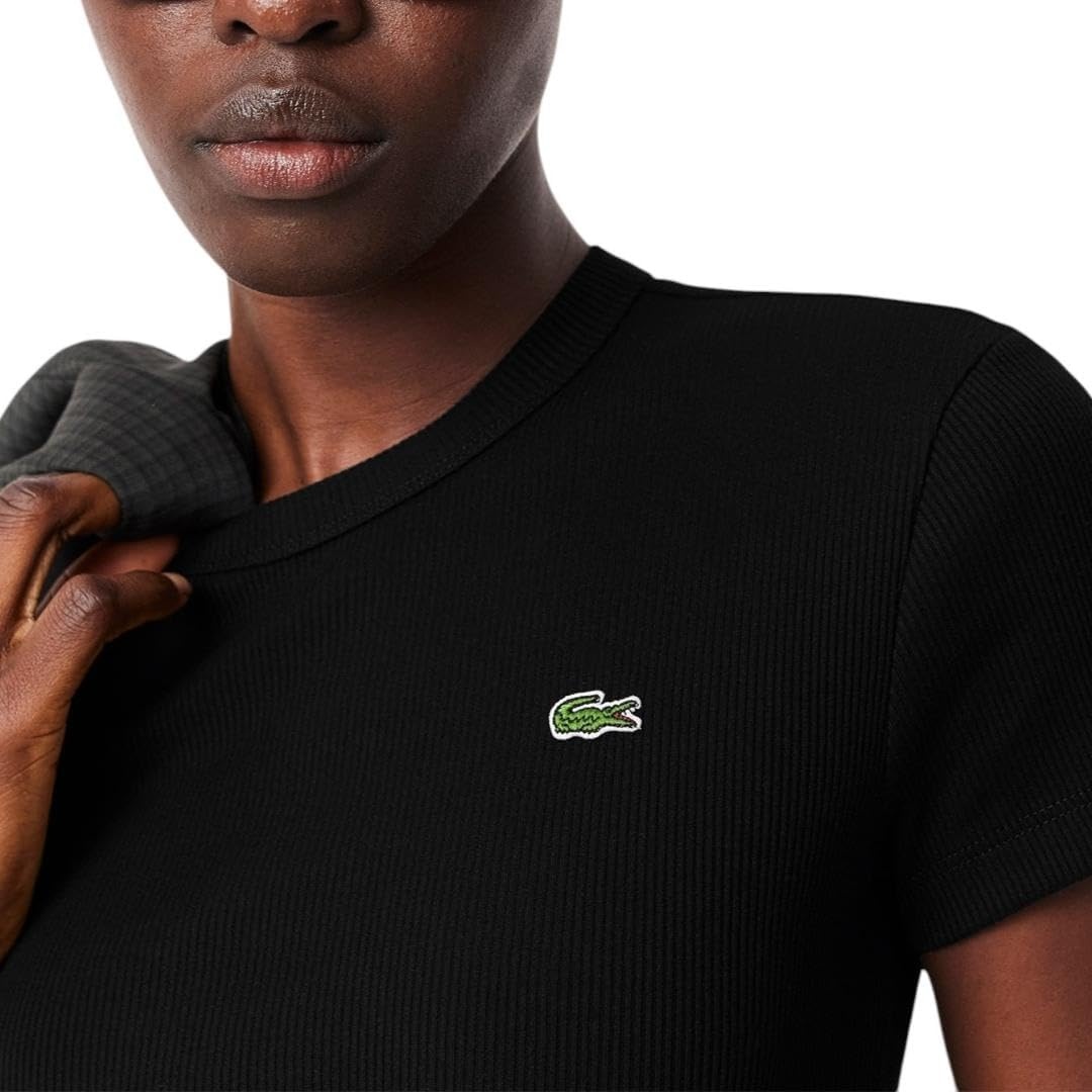 image:imageLacoste Womens Slim Fit Ribbed Cotton TshirtBlack