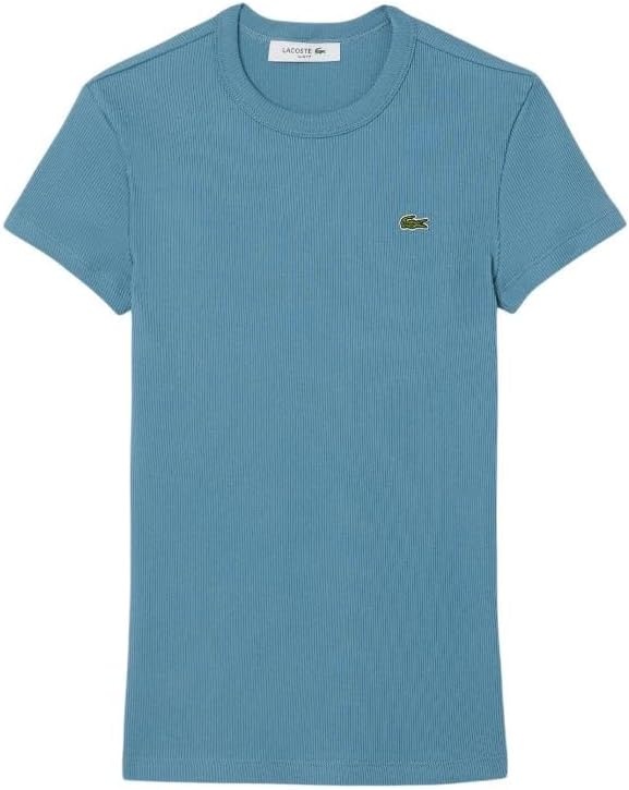 image:imageLacoste Womens Slim Fit Ribbed Cotton TshirtDusty Blue