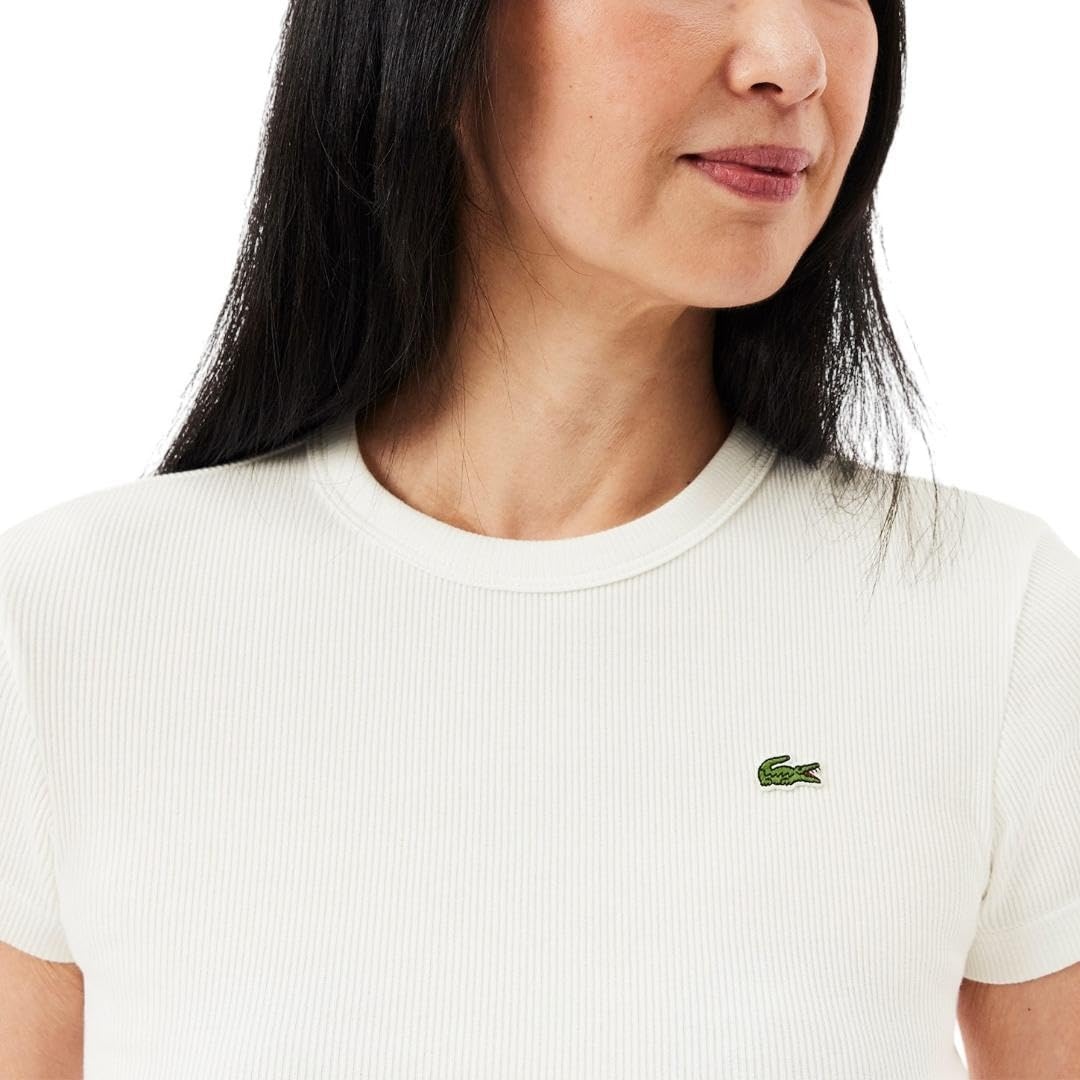 image:imageLacoste Womens Slim Fit Ribbed Cotton TshirtFlour