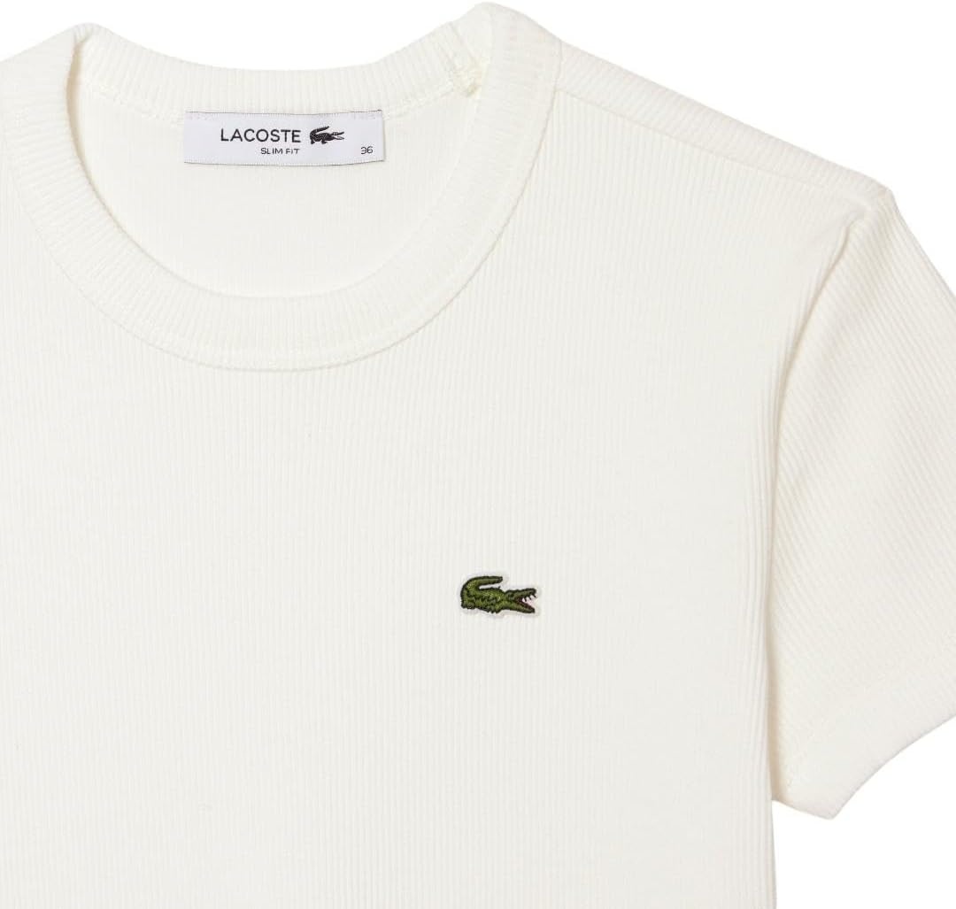 image:imageLacoste Womens Slim Fit Ribbed Cotton TshirtFlour