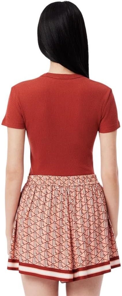 image:imageLacoste Womens Slim Fit Ribbed Cotton TshirtIberis Red