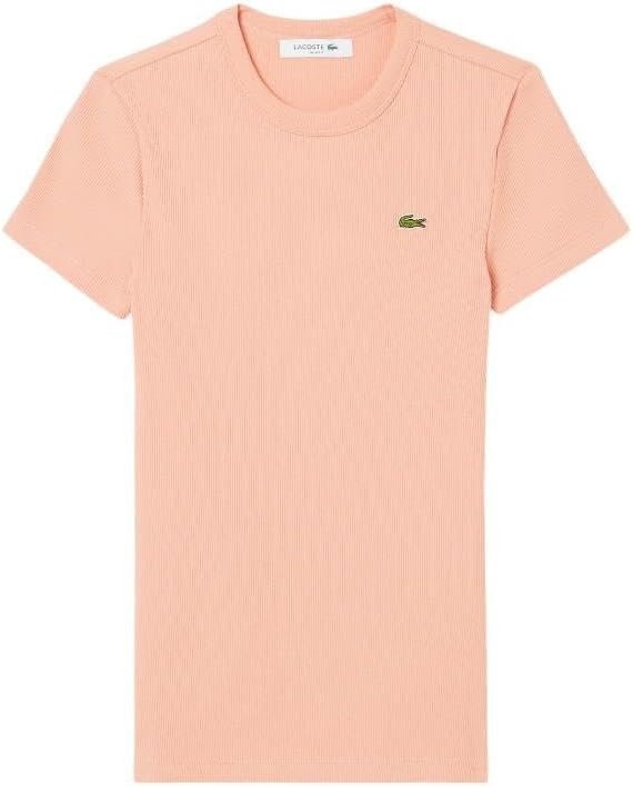 image:imageLacoste Womens Slim Fit Ribbed Cotton TshirtLatte