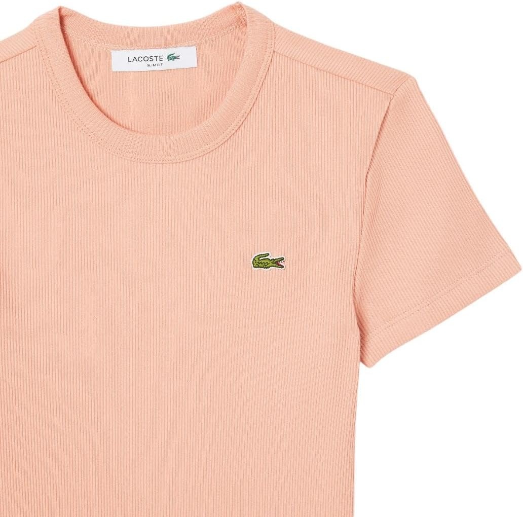 image:imageLacoste Womens Slim Fit Ribbed Cotton TshirtLatte