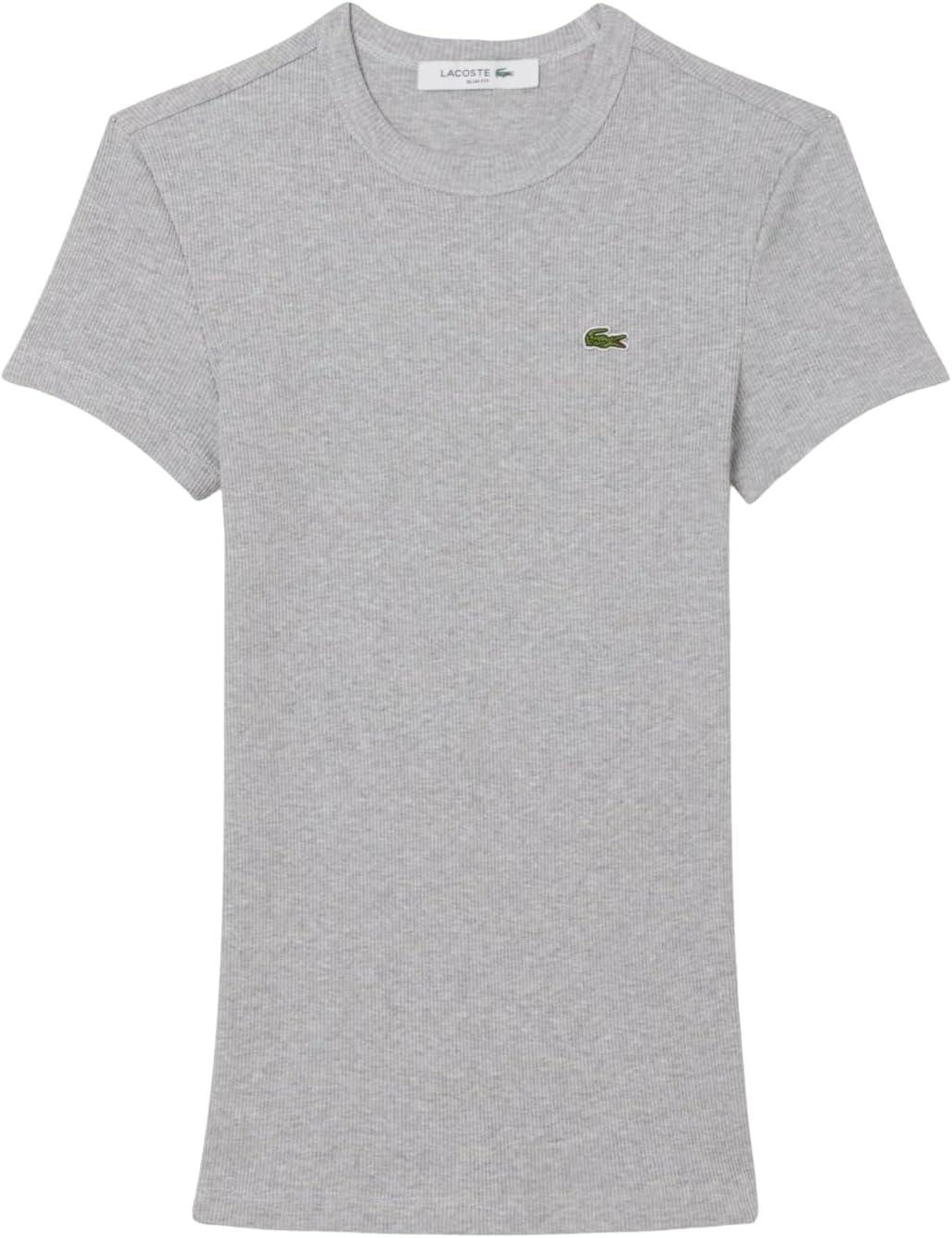 image:imageLacoste Womens Slim Fit Ribbed Cotton TshirtSilver Chine