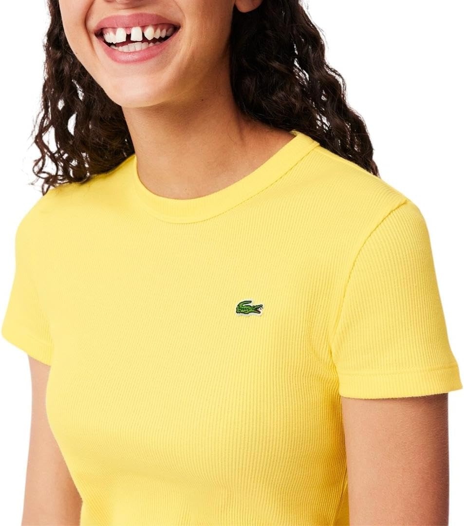 image:imageLacoste Womens Slim Fit Ribbed Cotton TshirtYellow