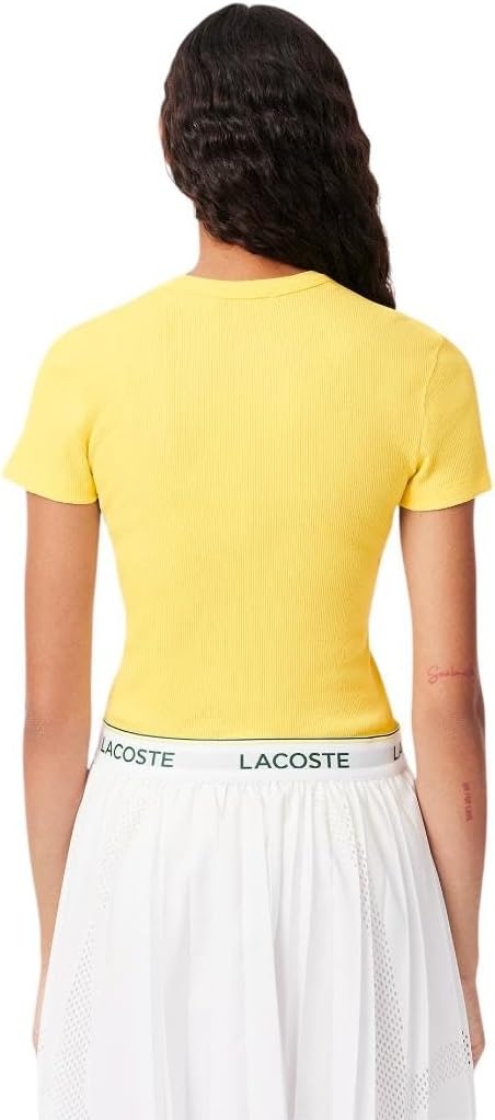 image:imageLacoste Womens Slim Fit Ribbed Cotton TshirtYellow