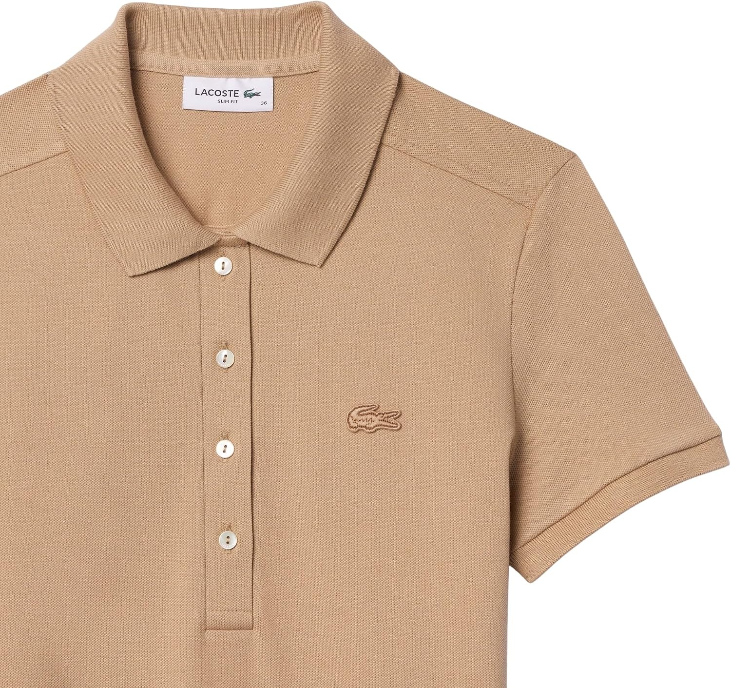 image:imageLacoste Womens Slim Fit Stretch Petit Piqu Polo DressBeige