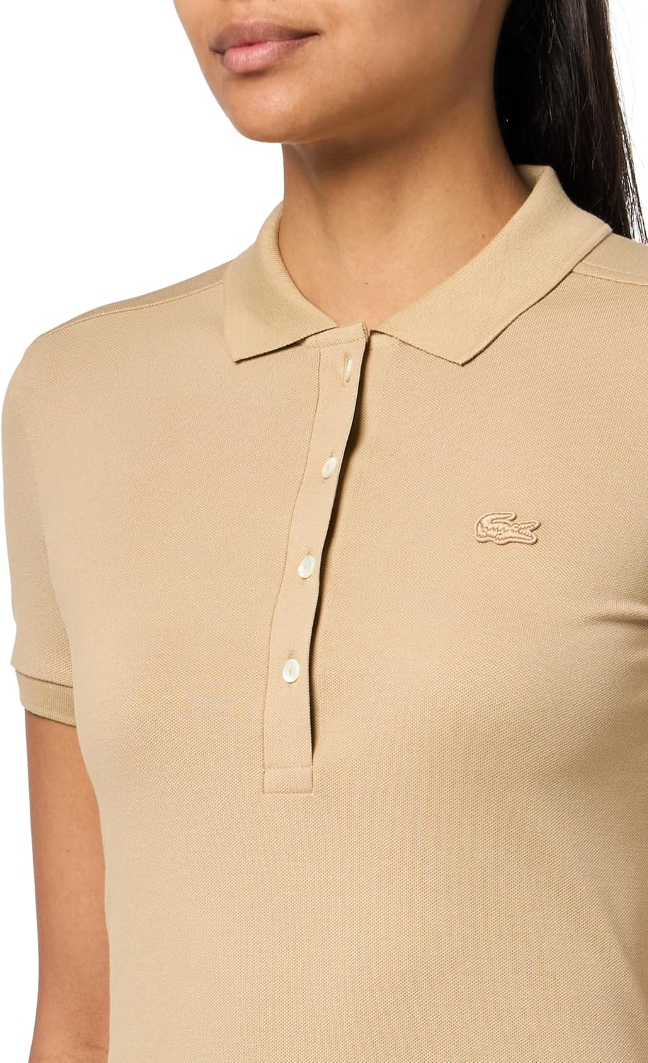 image:imageLacoste Womens Slim Fit Stretch Petit Piqu Polo DressBeige