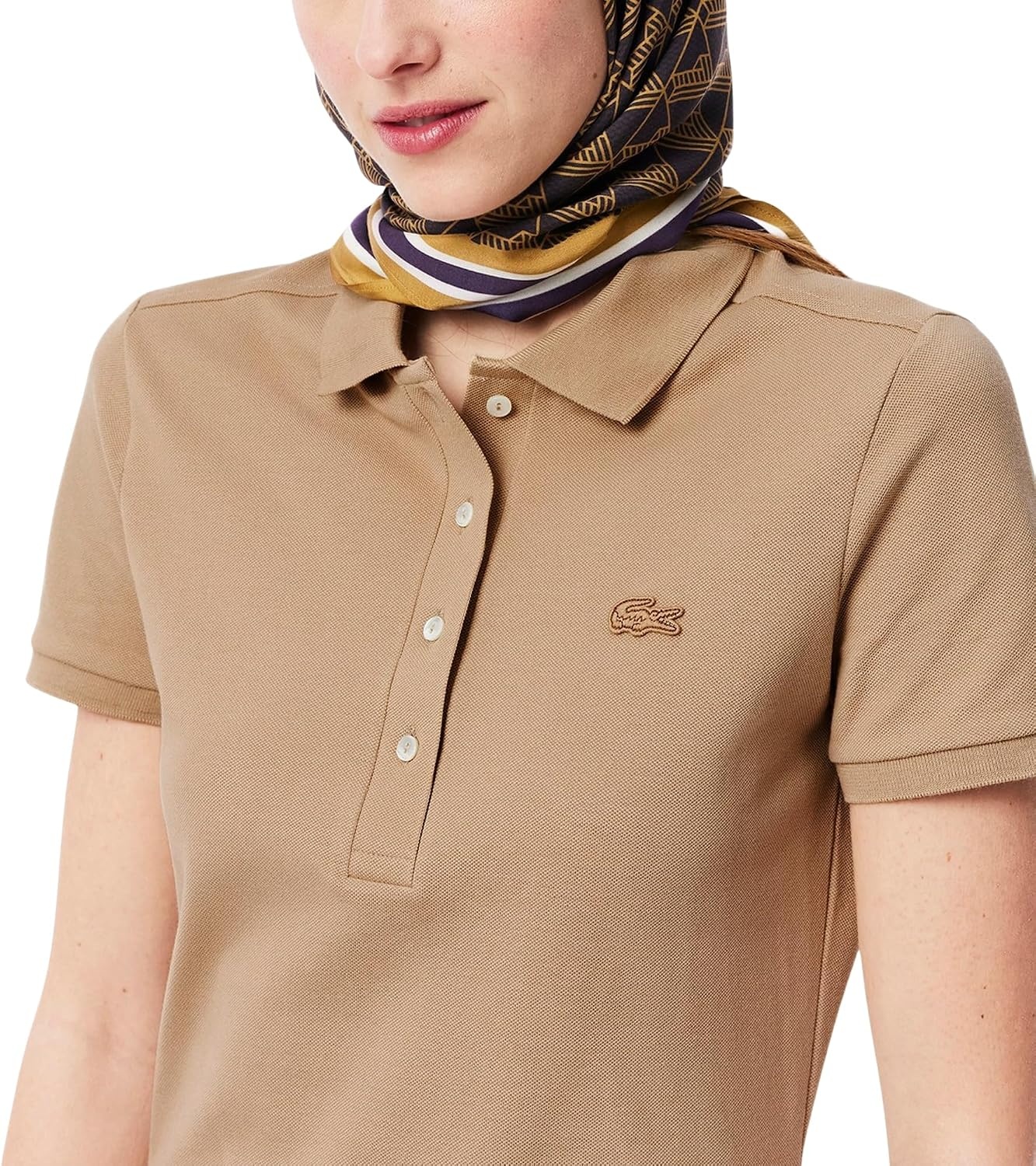 image:imageLacoste Womens Slim Fit Stretch Petit Piqu Polo DressBeige