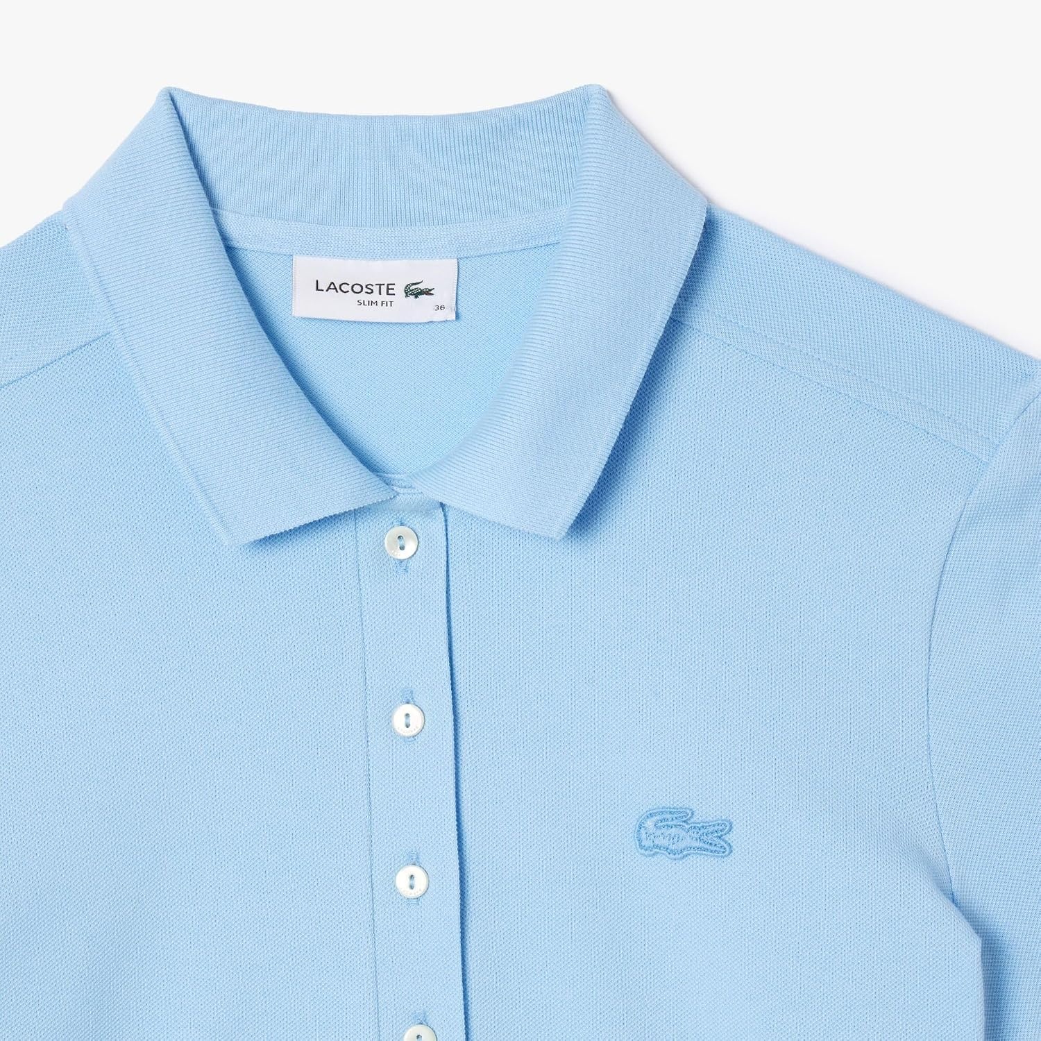 image:imageLacoste Womens Slim Fit Stretch Petit Piqu Polo DressClassic Blue